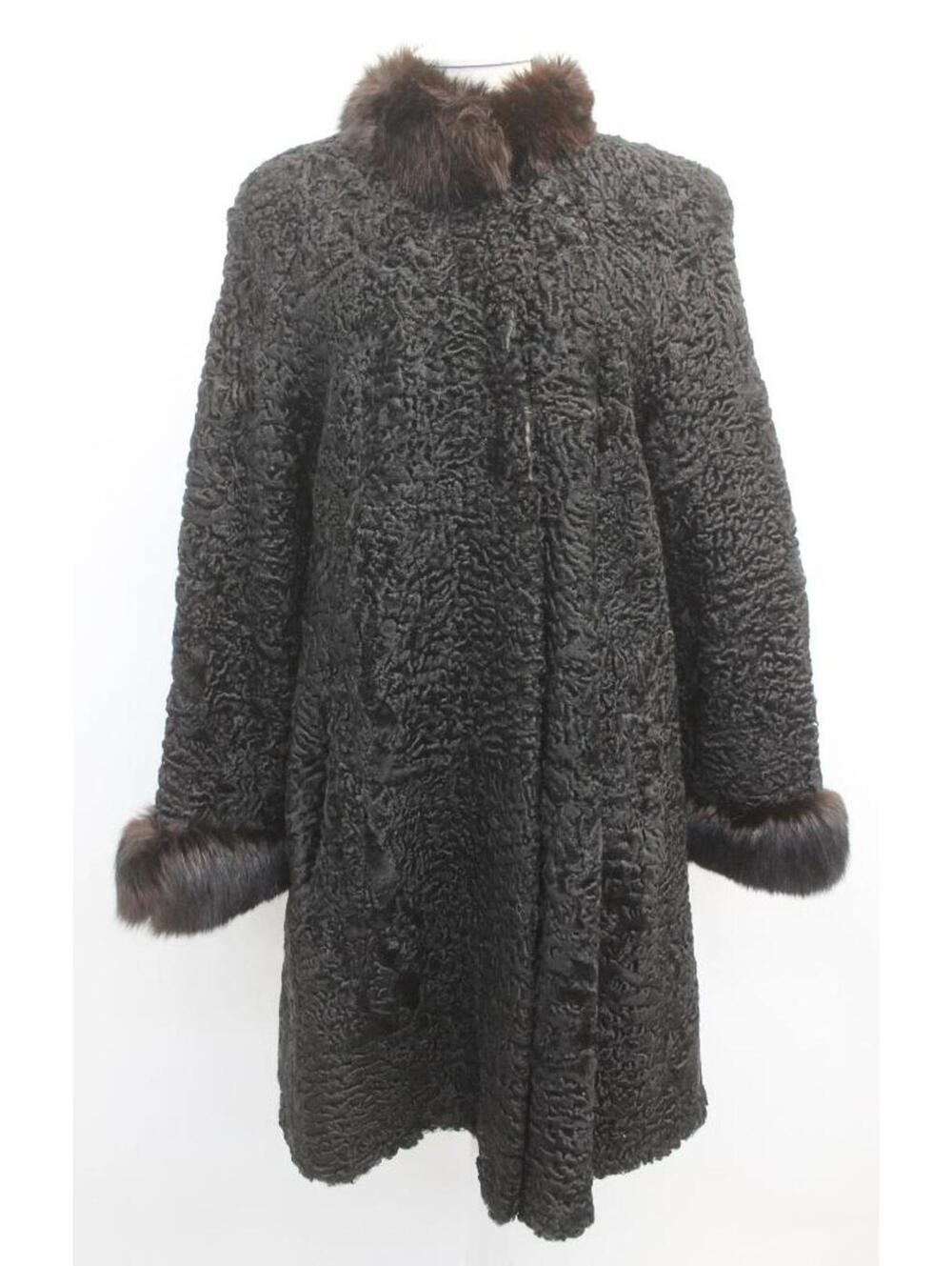 Scrap Item: Black Curly Lamb & Fox Fur Coat Jacket Women Woman Size N/A